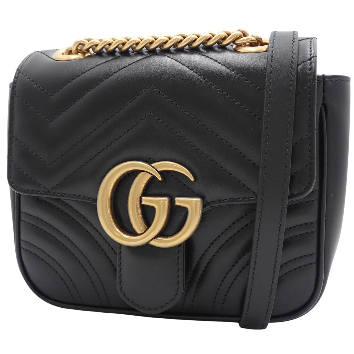GG Marmont Mini Shoulder Bag Leather Black 739682