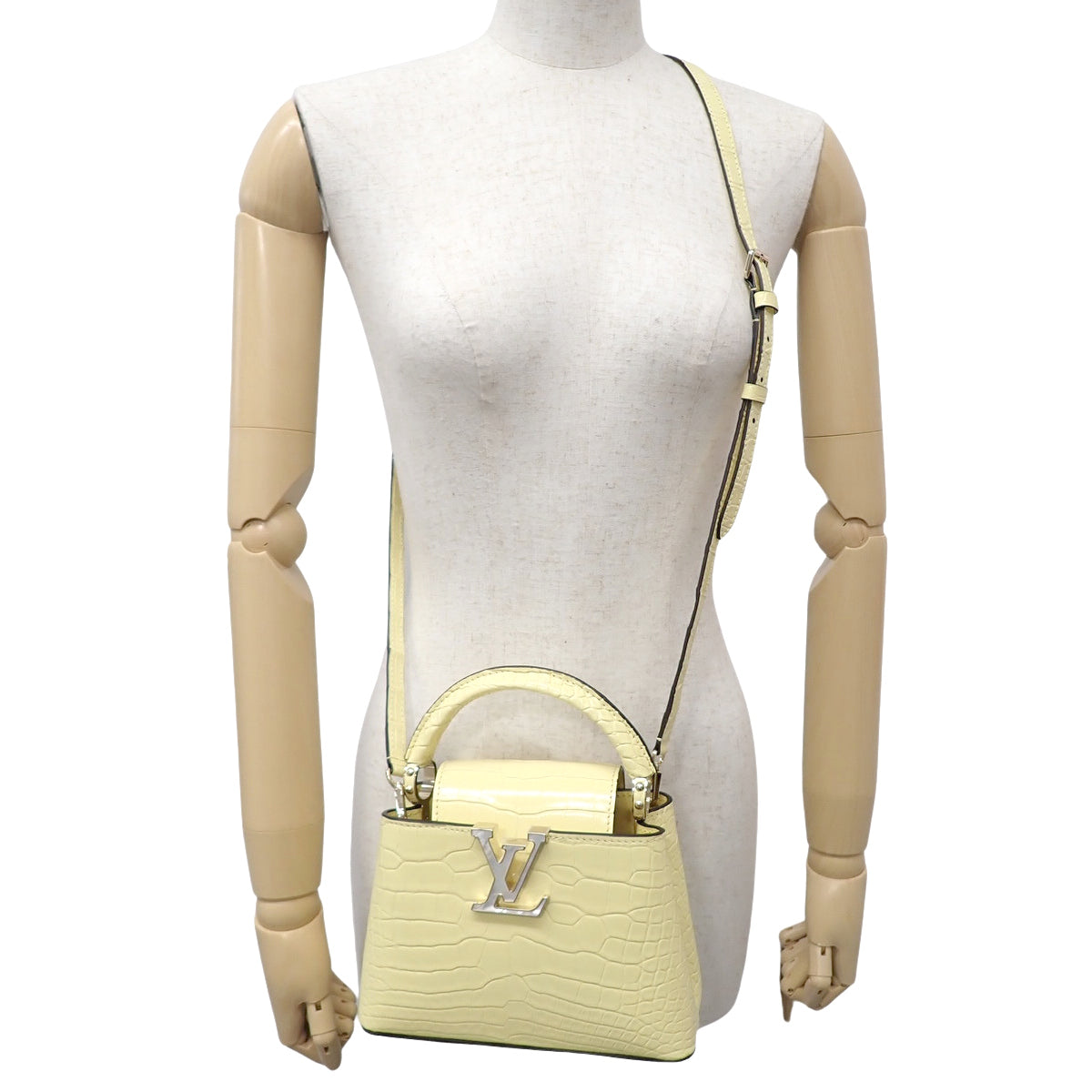 Capucines Mini Crocodile Alligator Yellow