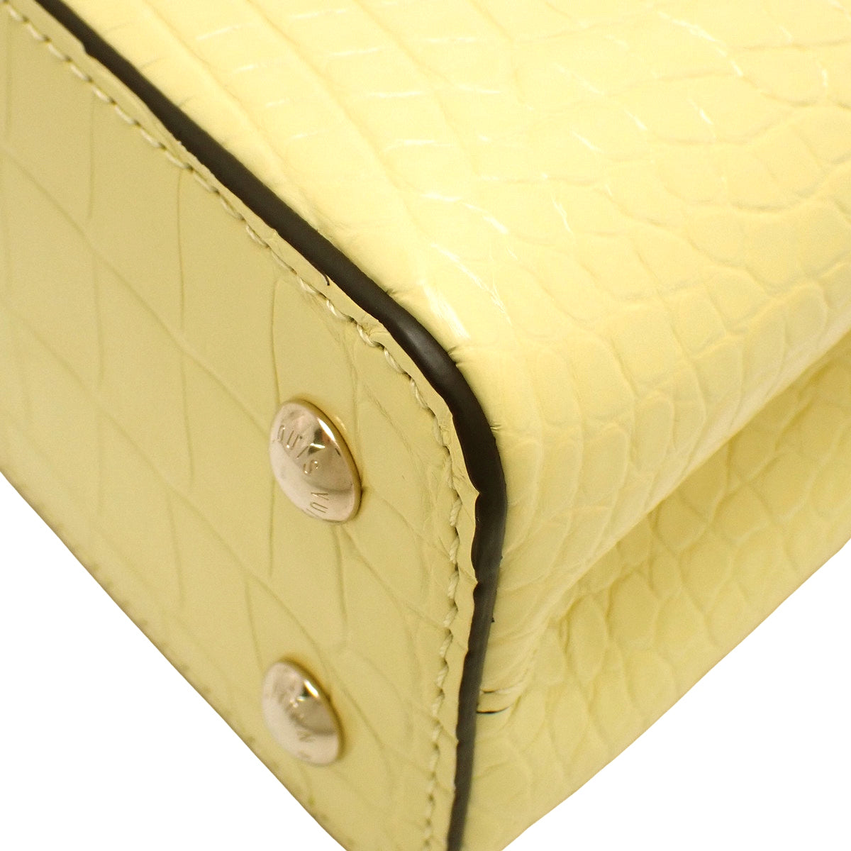 Capucines Mini Crocodile Alligator Yellow