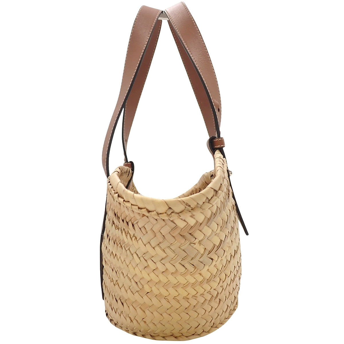 罗意威 LOEWE BASKET 小号棕榈叶和牛皮革篮子包 自然色/黄褐色 327.02.S93