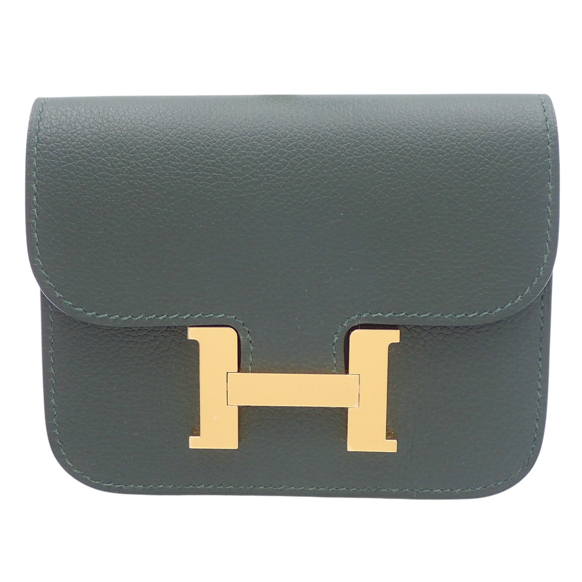 【Unused】Constance Slim Evercolor Vert Fonce Vert Moyen Gold Hardware W Engraved