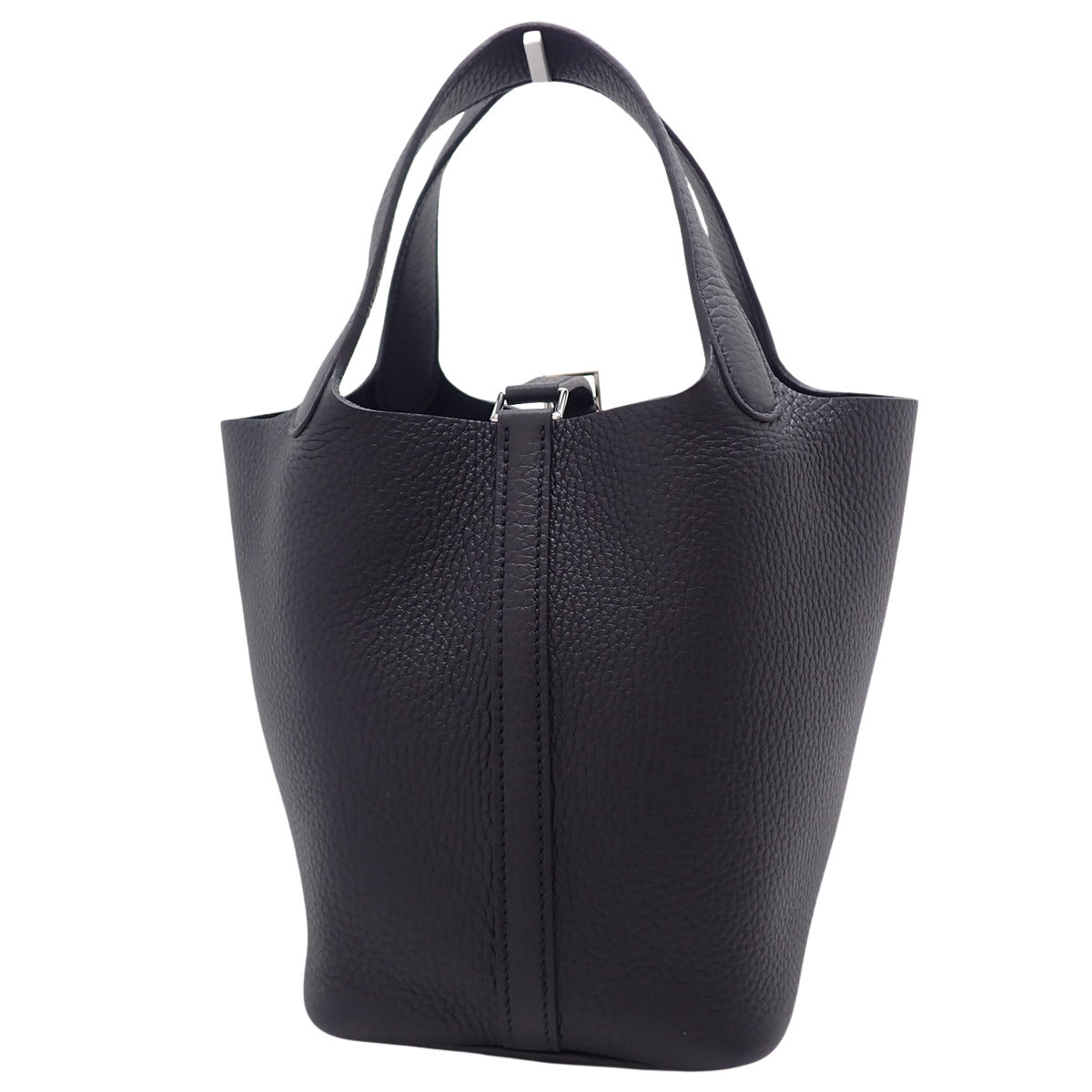 【全新】Picotin Lock PM Taurillon Clemence 皮革 钯金锁扣 黑色 银色锁扣 W刻印