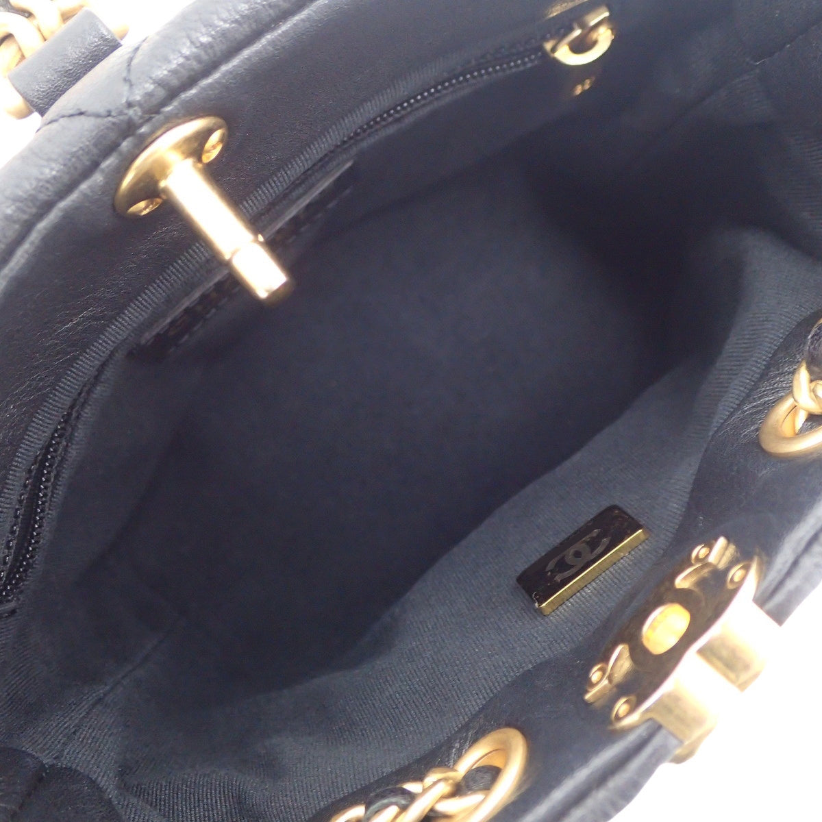 Matelassé Coco Mark Mini Backpack Calf Black AS3947
