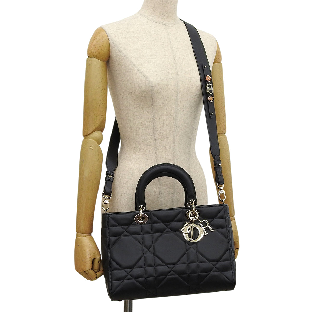 Lady D-Sire Bag Medium Black Lambskin
