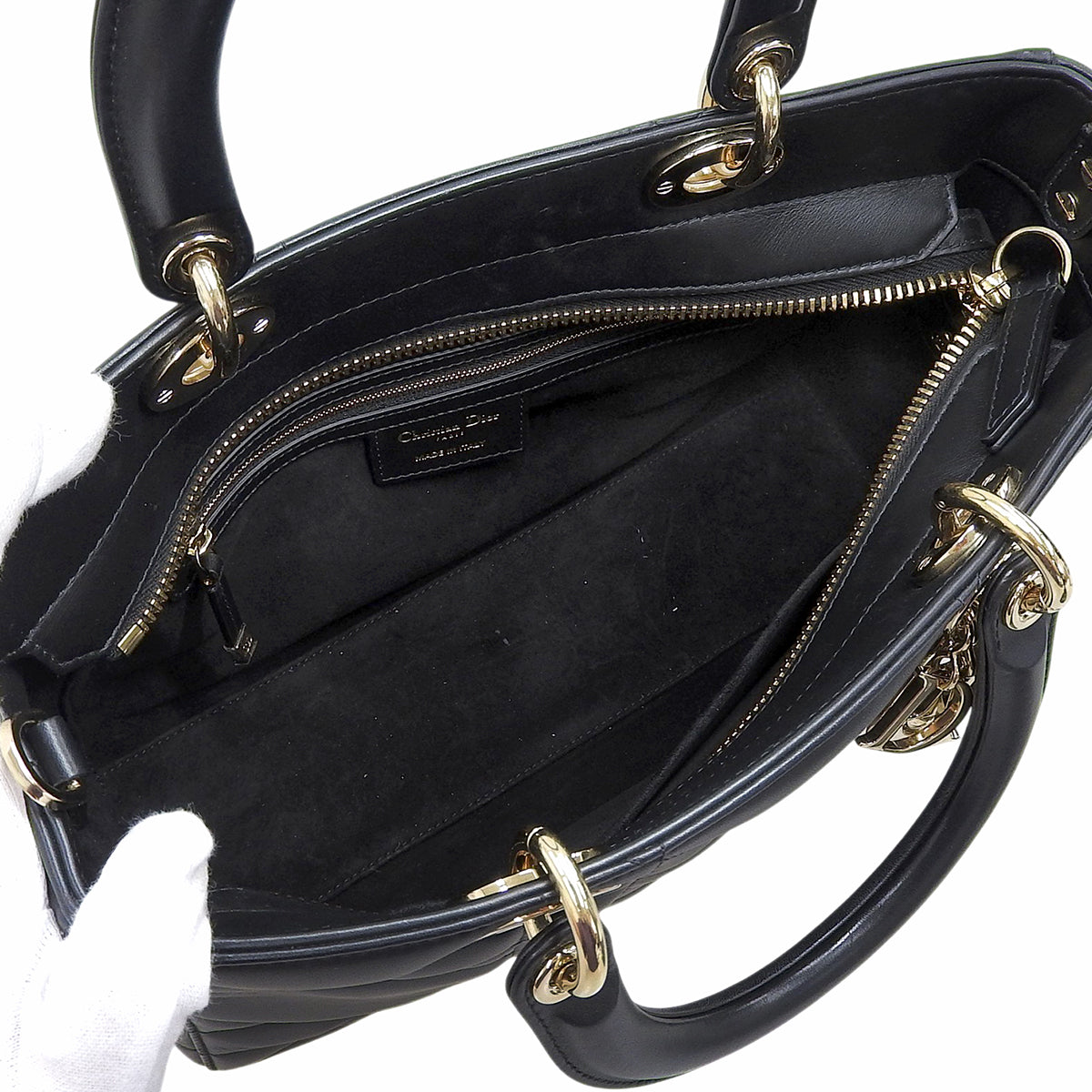 Lady D-Sire Bag Medium Black Lambskin