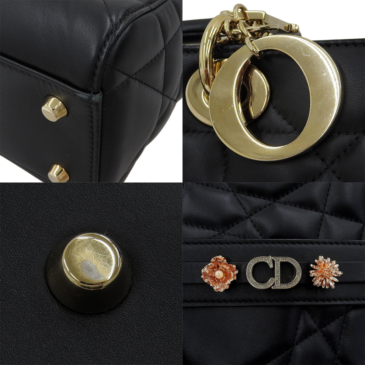 Lady D-Sire Bag Medium Black Lambskin