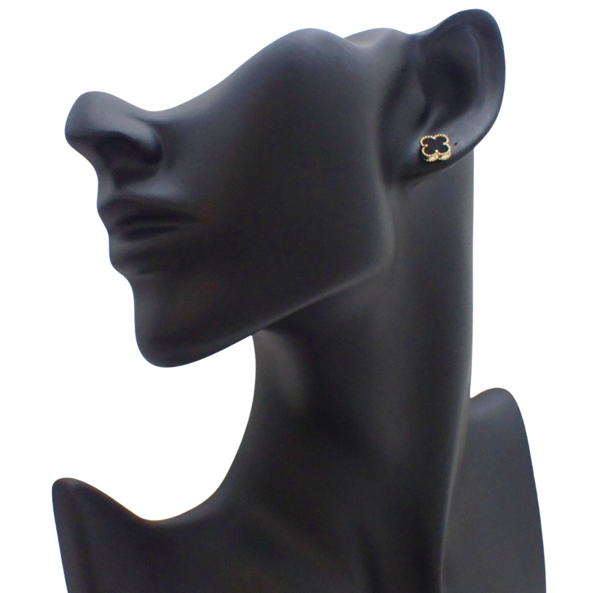 Sweet Alhambra Onyx Yellow Gold Earrings K18YG 3.0g