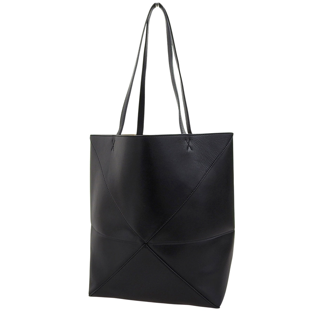 Puzzle Fold Tote in Shiny Calfskin Black A657G50X01