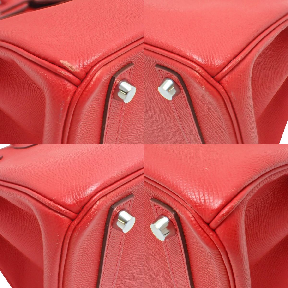 Birkin 30 Epsom 皮革 钯金扣 胭脂红色 银色金属件 □N刻印