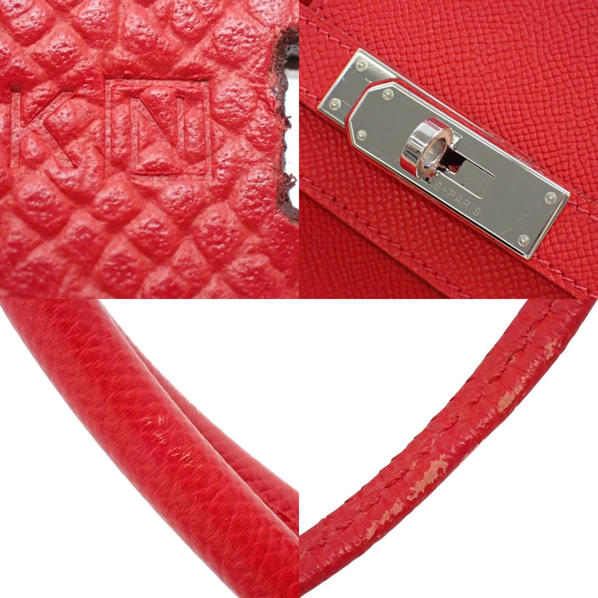 Birkin 30 Epsom 皮革 钯金扣 胭脂红色 银色金属件 □N刻印