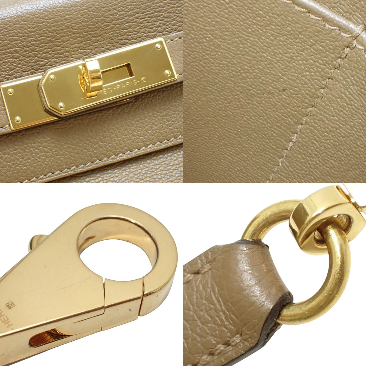 ケリー28(内縫い) エバーカラー ベージュドゥワイマール ゴールド金具 Z刻印