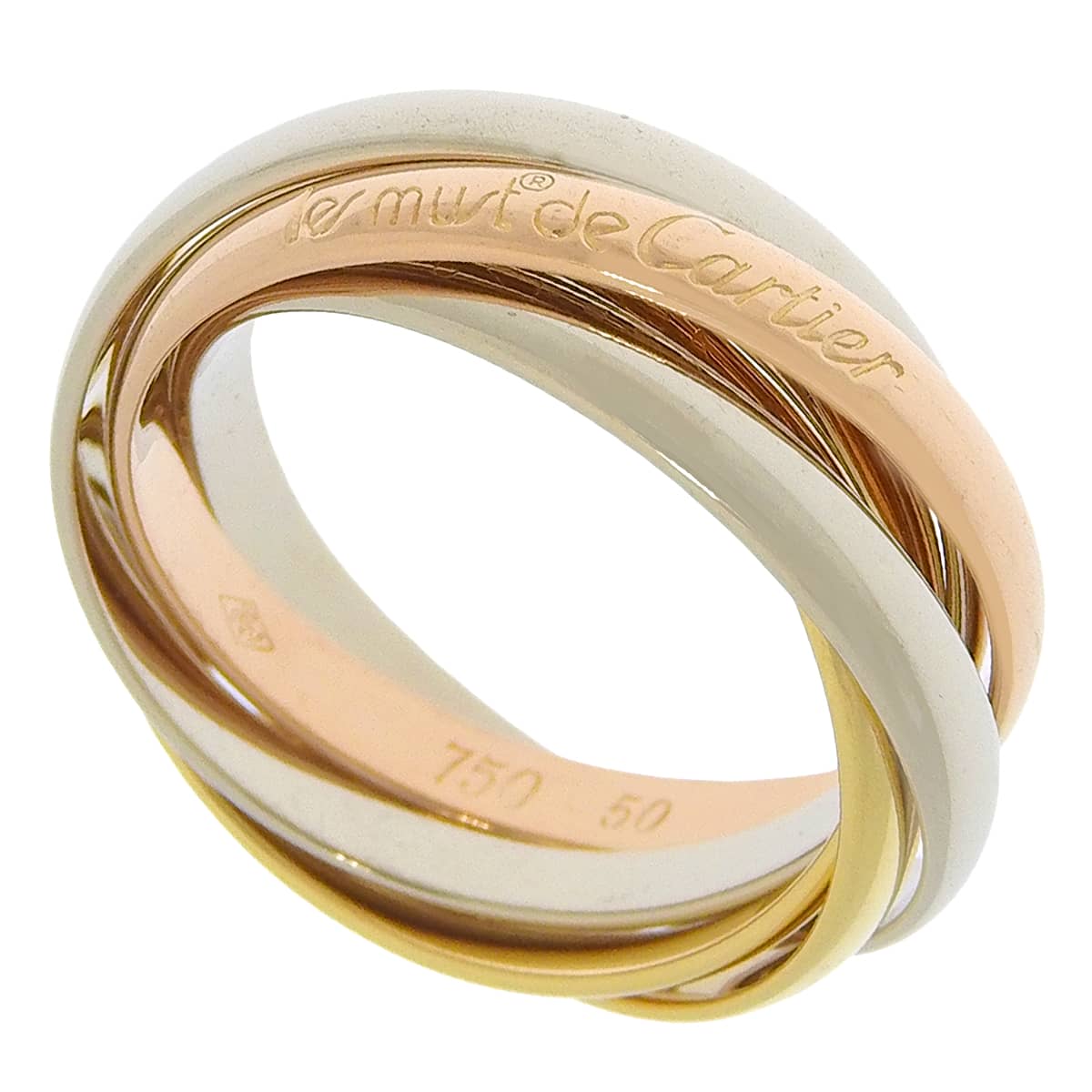 les must de Cartier 三色金戒指 K18YG K18WG K18PG 50号 7.6克