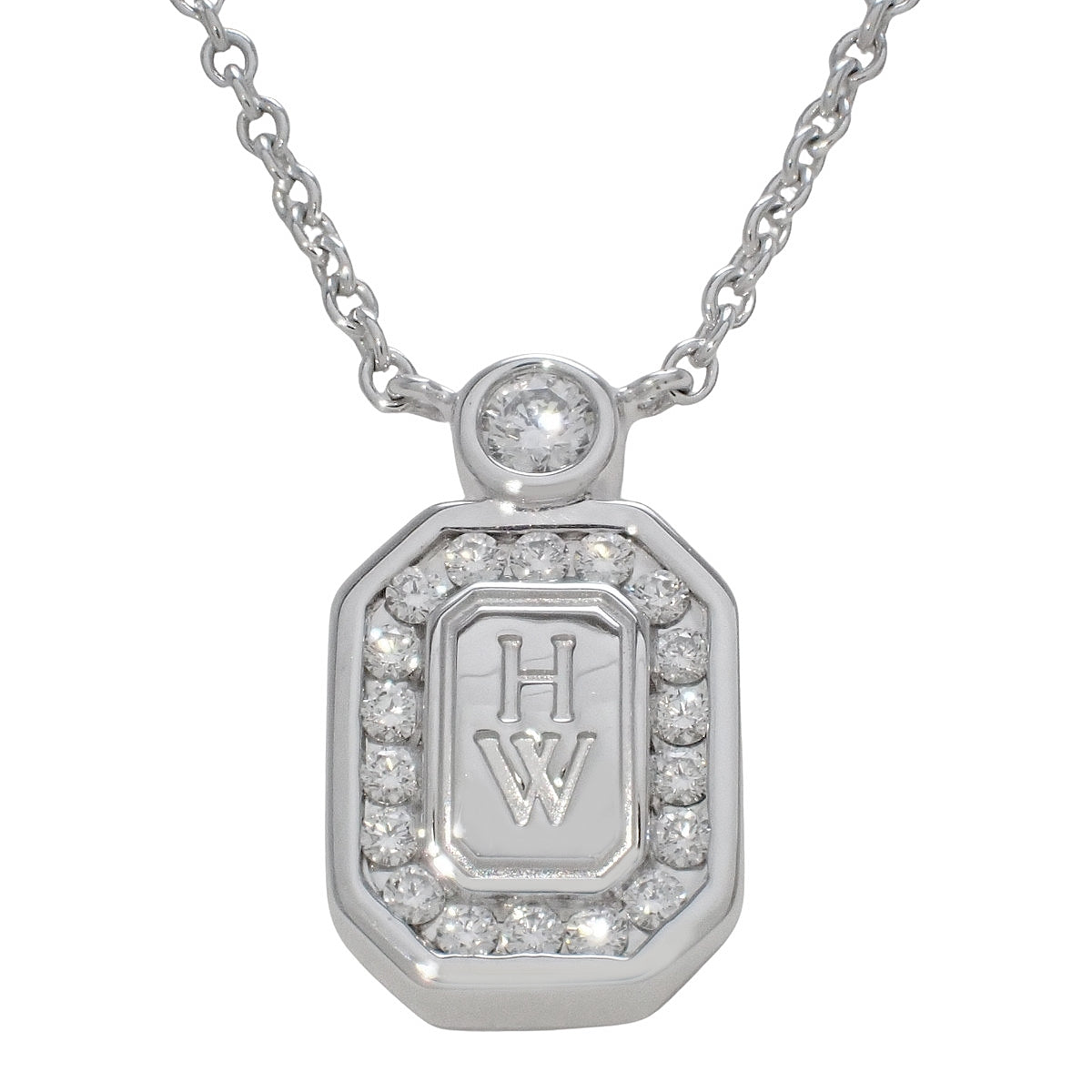 HWロゴ ネックレス ダイヤモンド ホワイトゴールド K18WG 5.0g