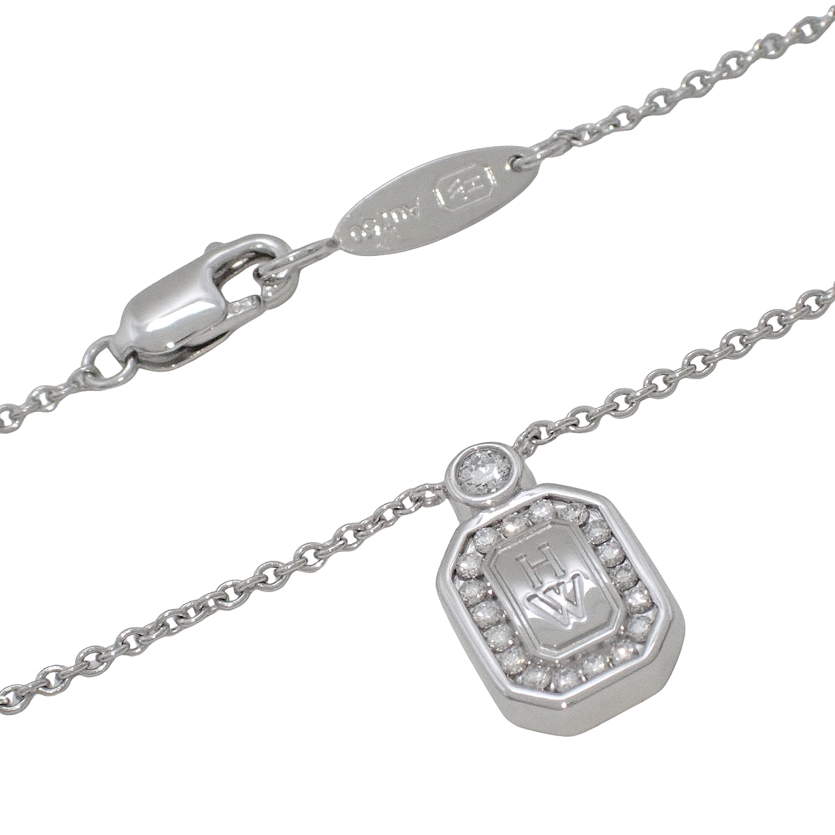 HWロゴ ネックレス ダイヤモンド ホワイトゴールド K18WG 5.0g