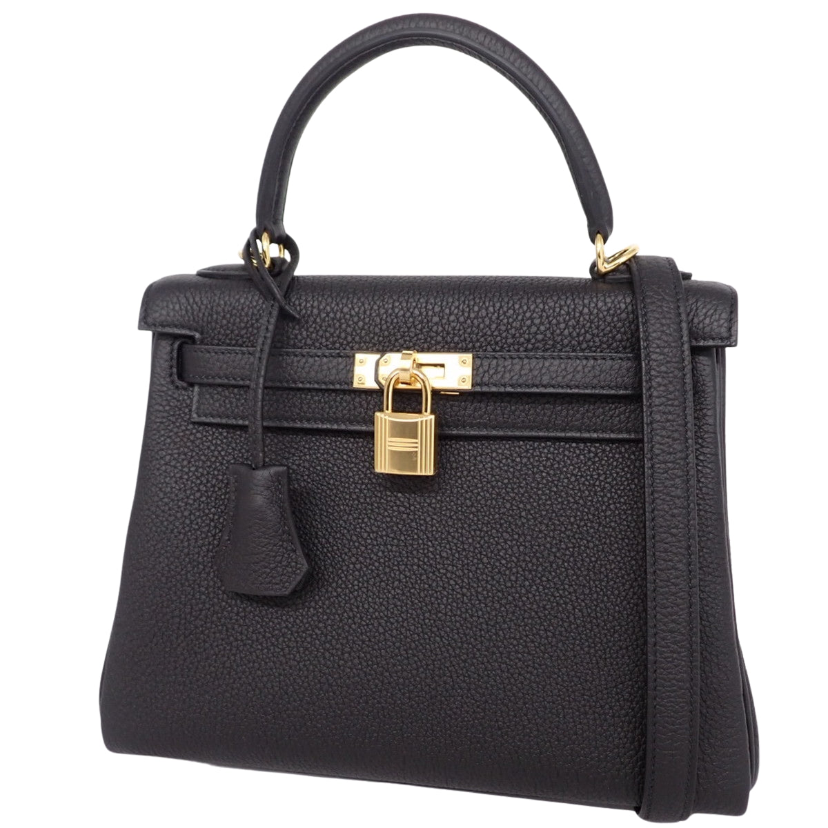 【Unused】Kelly 25 (Retourne) Togo Black Gold Hardware K stamp