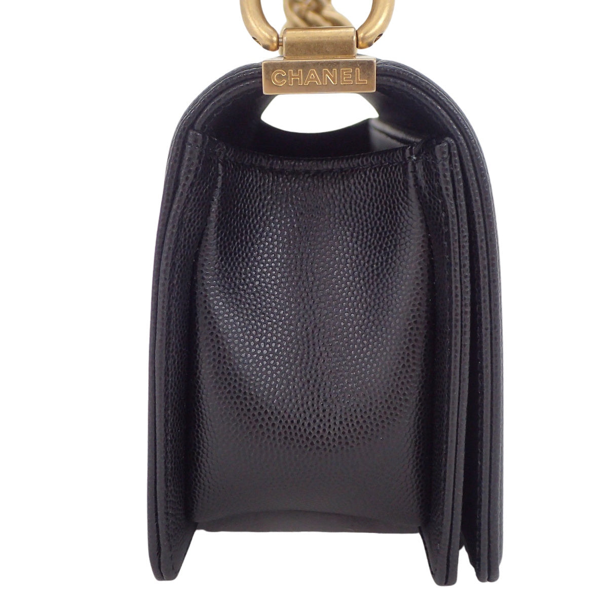 BOY CHANEL Coco Mark Small Chain Shoulder Bag Caviar Skin Black