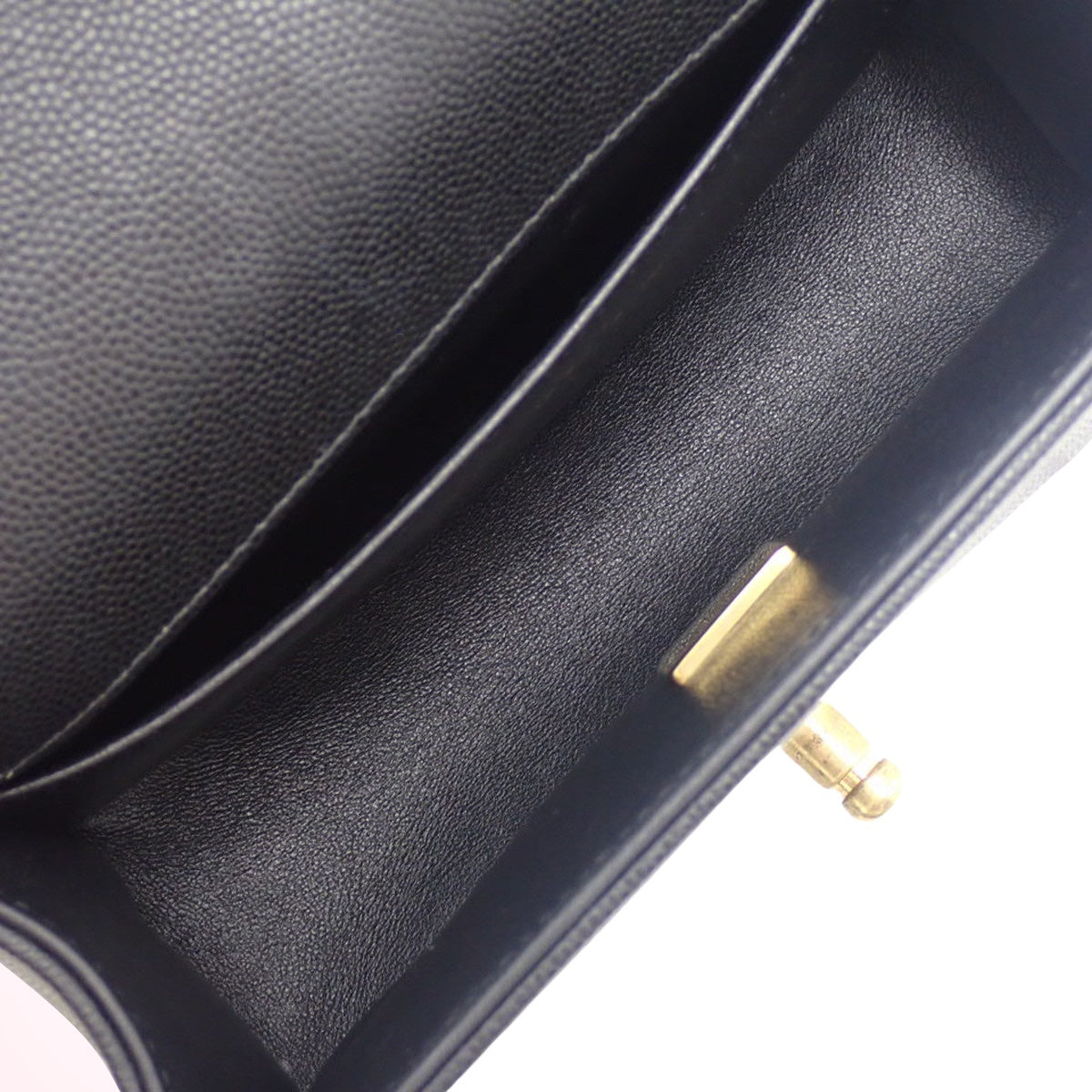 BOY CHANEL Coco Mark Small Chain Shoulder Bag Caviar Skin Black