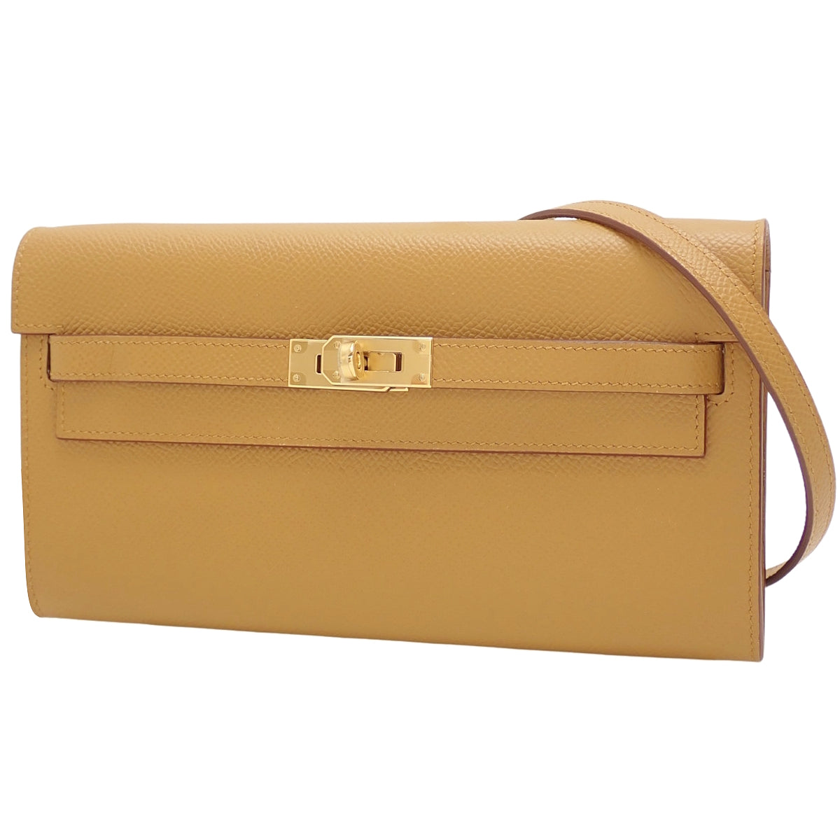 Kelly Wallet To Go, Veau Epsom, Sesame, Gold Hardware, W stamp