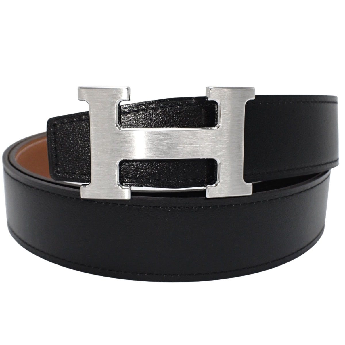 Constance H Belt Reversible 95 Togo Leather Palladium Hardware Gold K Stamp