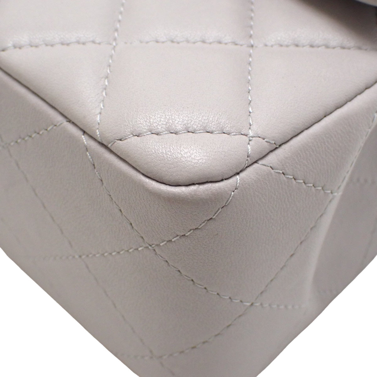 Matelassé Coco Mark Chain Shoulder Bag, Lambskin, Grey, Light Grey