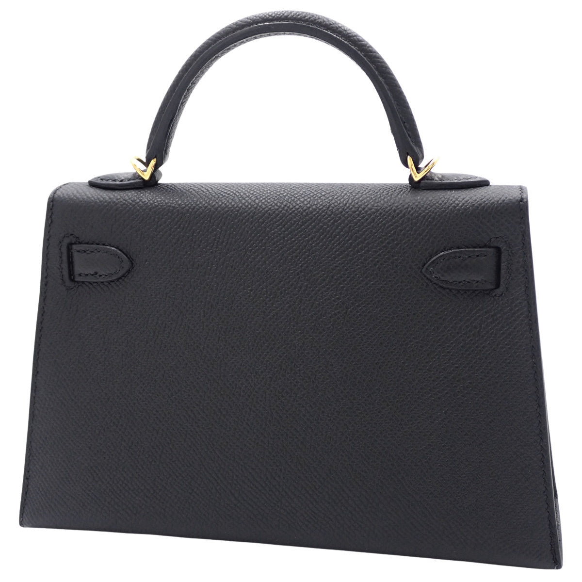 Mini Kelly Veau Epsom Black Gold Hardware U-stamp