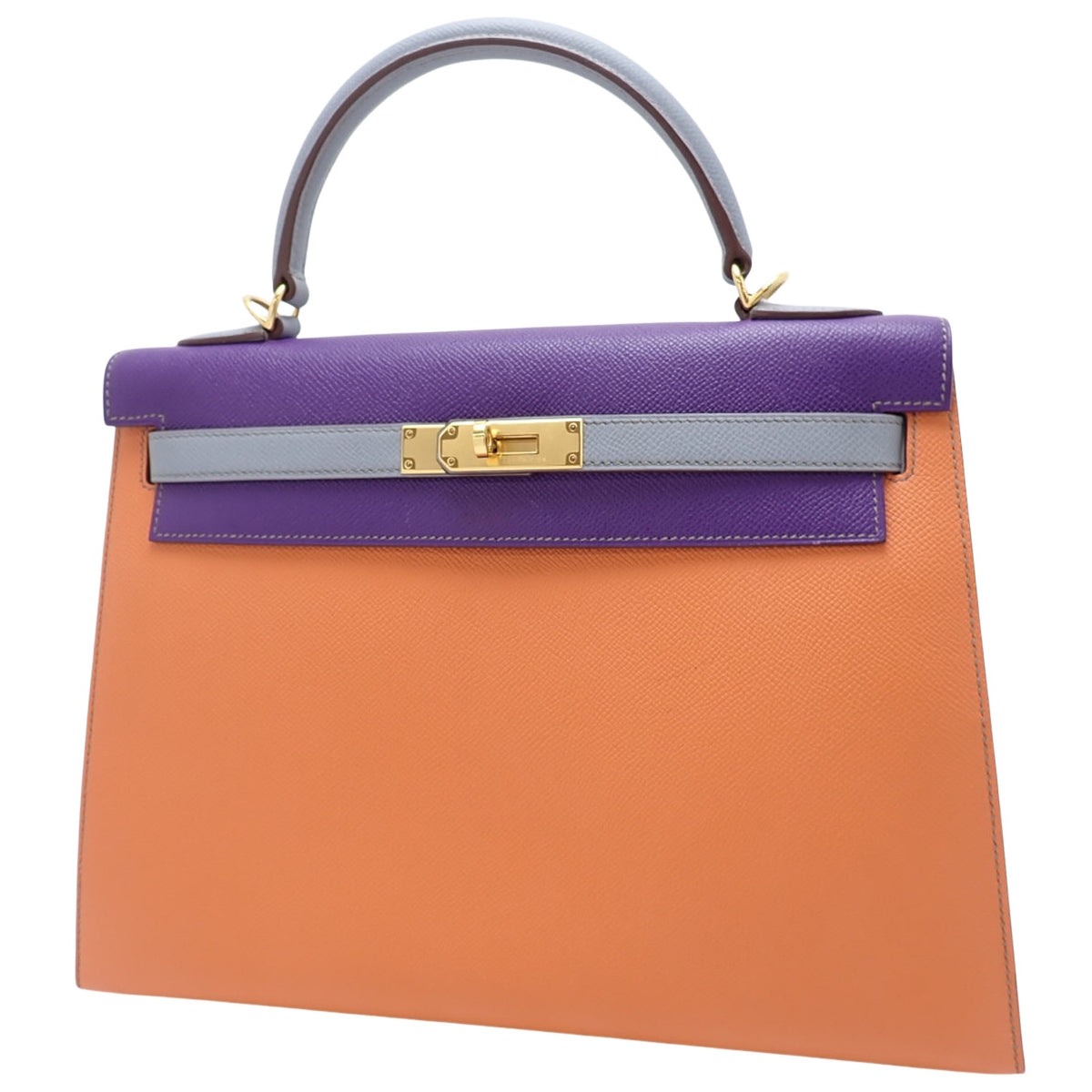 Kelly 32 (Sellier) Veau Epsom Ultraviolet Bleu Lin Gold hardware □Q stamp