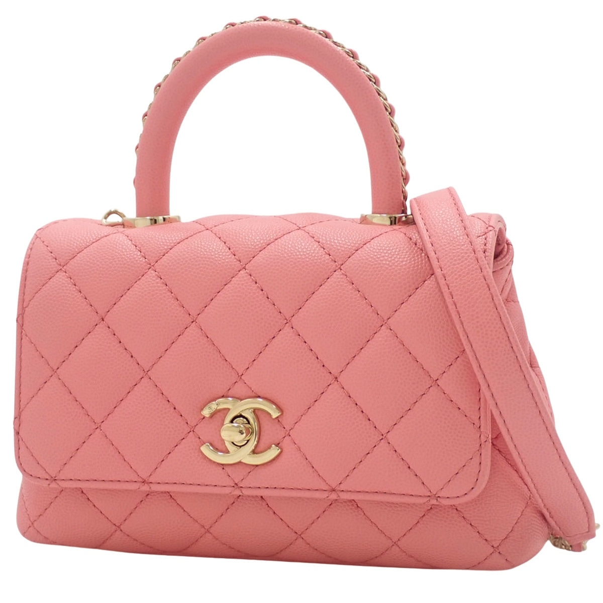Matelassé Coco Handle 19 XXS Caviar Skin Pink