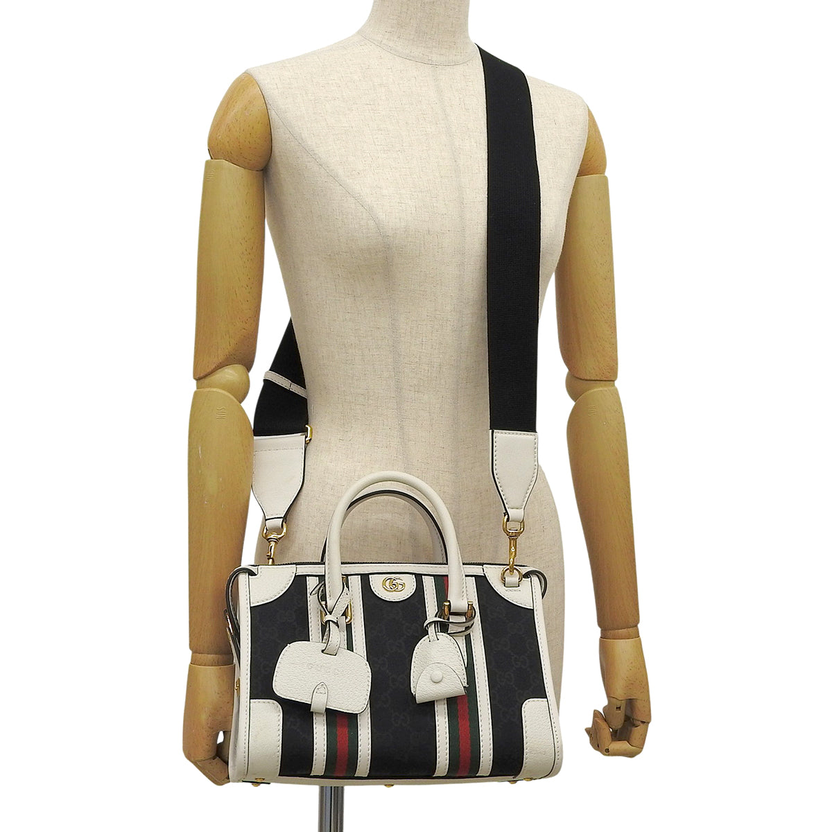Ophidia GG Tote Bag GG Canvas Leather Navy White Red 715772