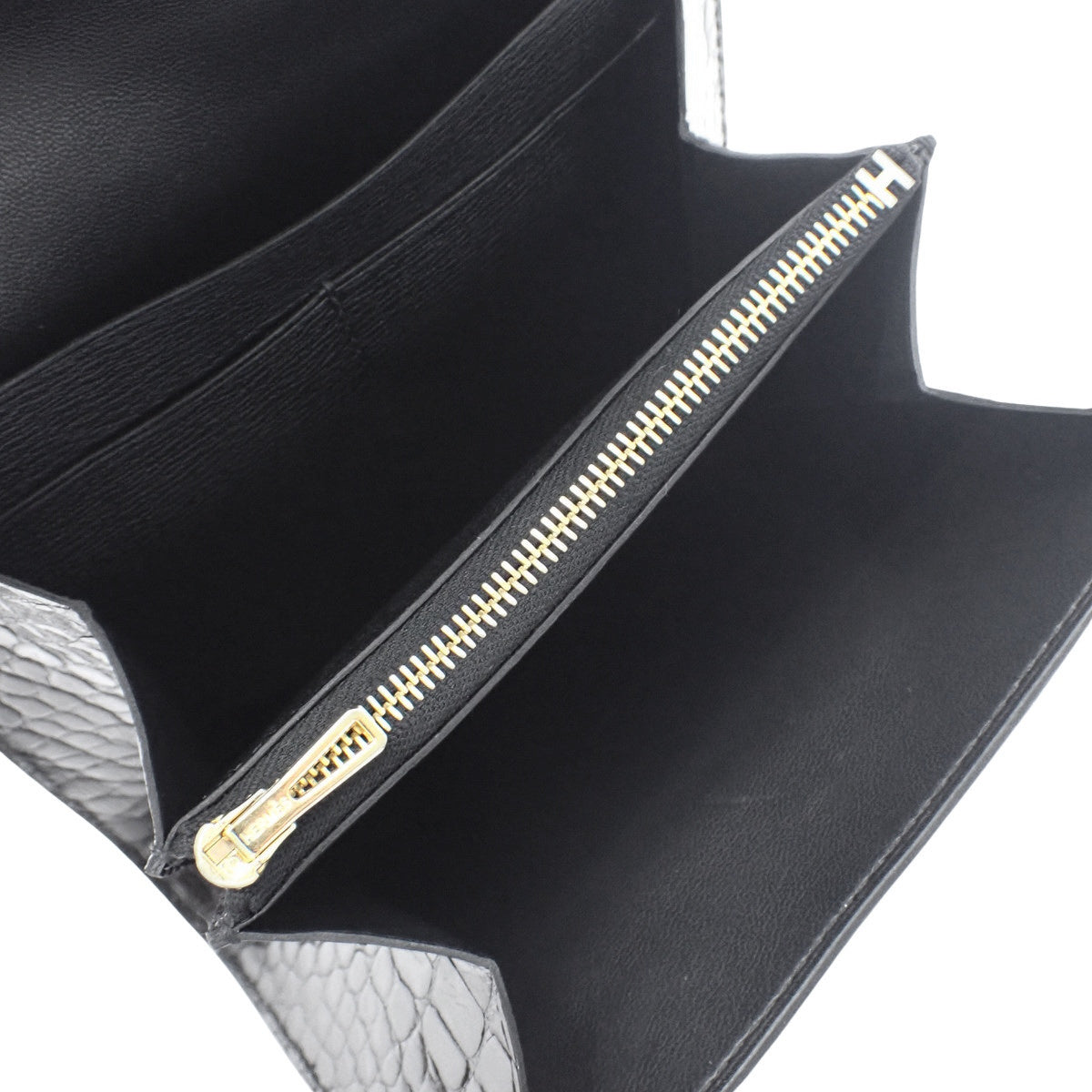 Constance Compact 鳄鱼皮 短款钱包 黑色 玫瑰金配件 C刻印
