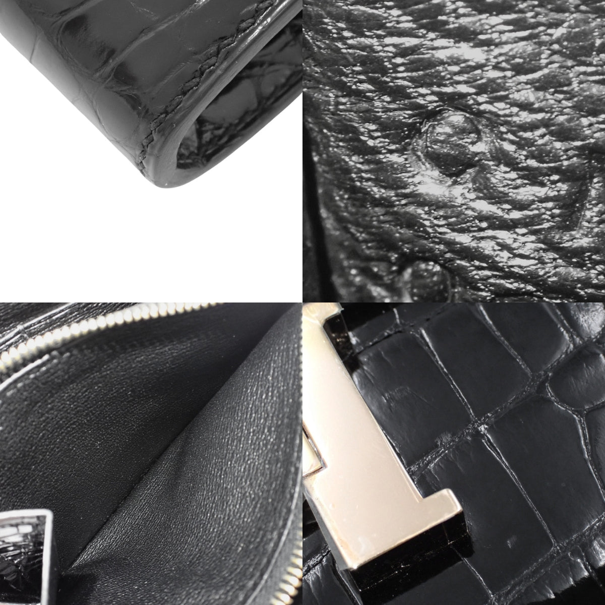 Constance Compact 鳄鱼皮 短款钱包 黑色 玫瑰金配件 C刻印