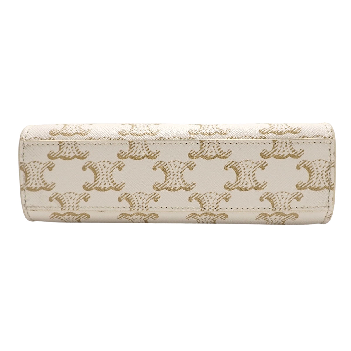 Mini Vertical Cabas in Calfskin and Triomphe Canvas - White / Brown - 194372BZK.01BC