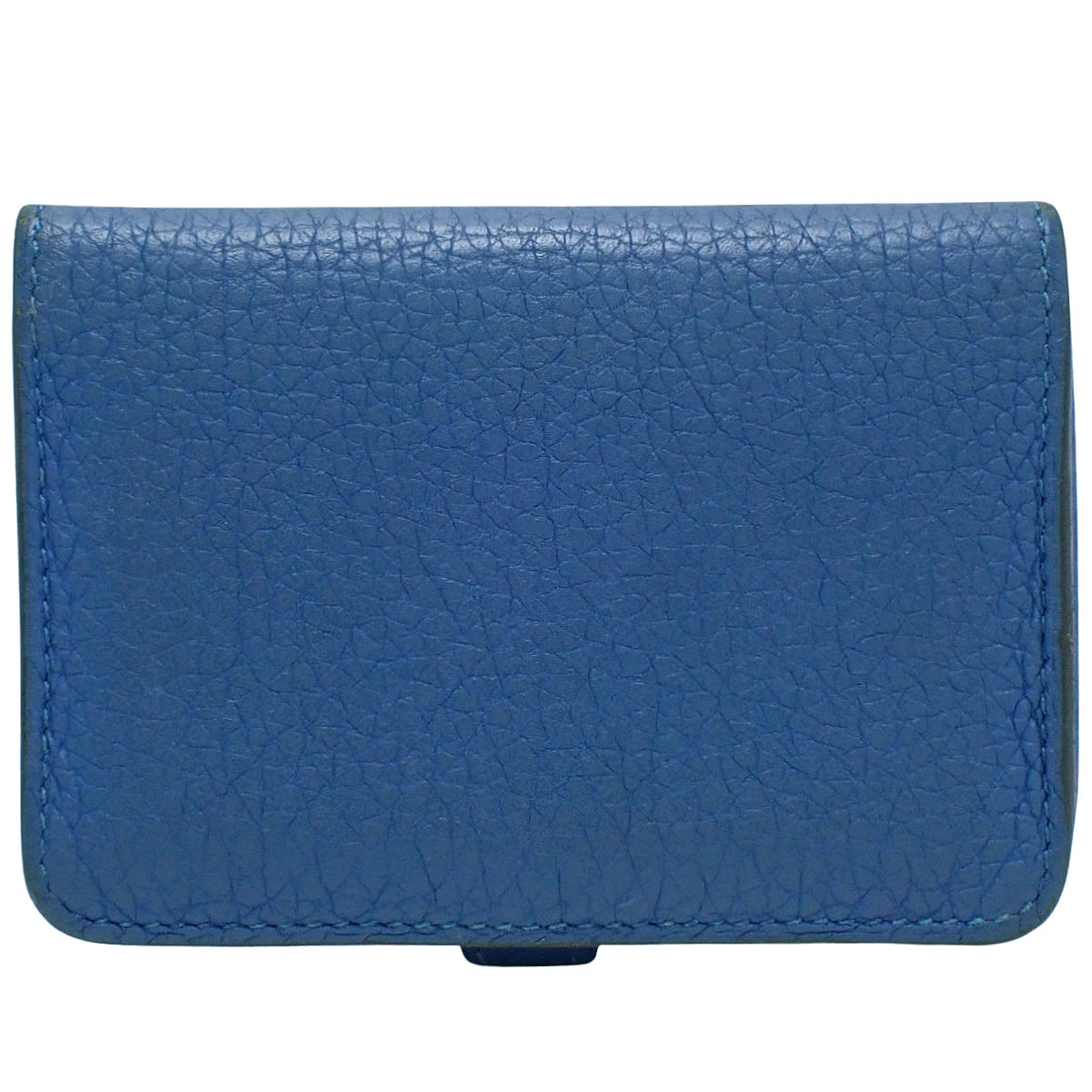 Dogon Card Case Togo Palladium Hardware Bleu Zellige Silver Hardware C stamp