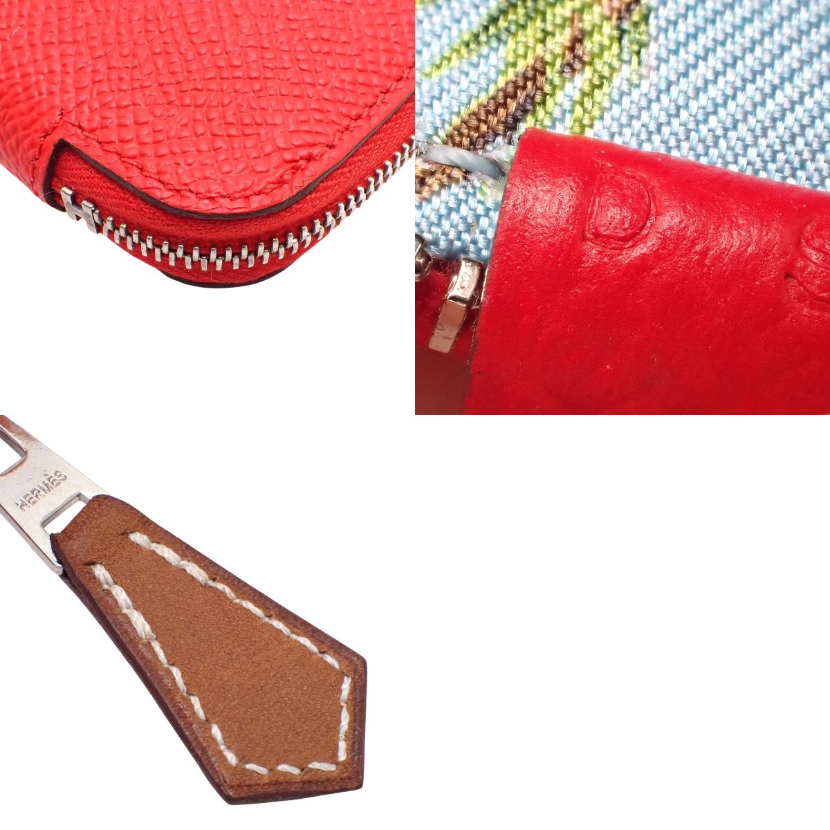 Azap Silk-In Compact Mini, Veau Epsom, Rouge Coeur, Silver Hardware, D stamp