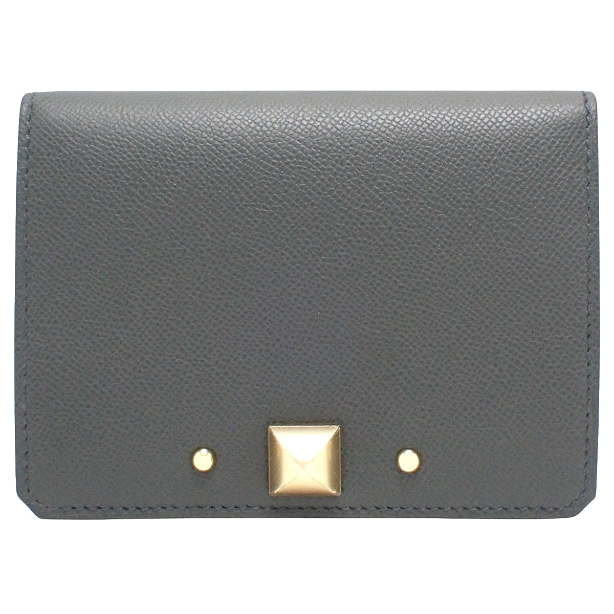 Medor Card Case, Veau Madame, Graphite, Gold Hardware, W stamp