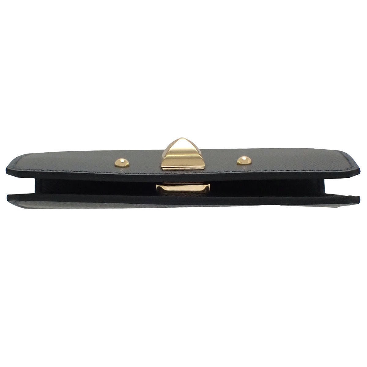 Medor Card Case, Veau Madame, Graphite, Gold Hardware, W stamp