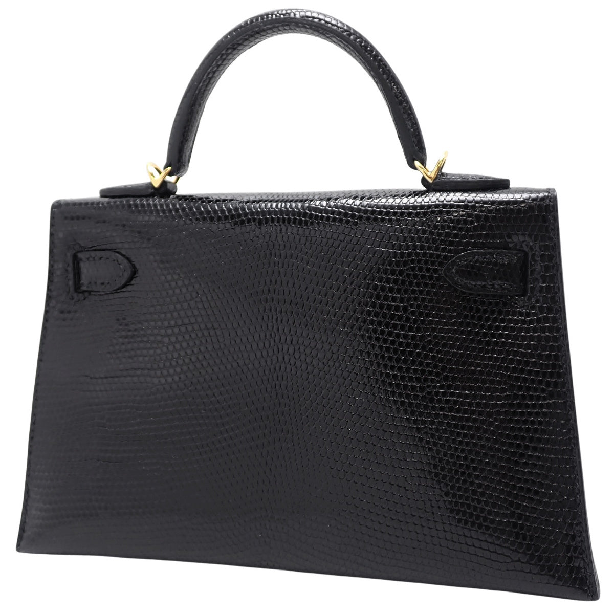 Mini Kelly Lizard Black GHW W stamp