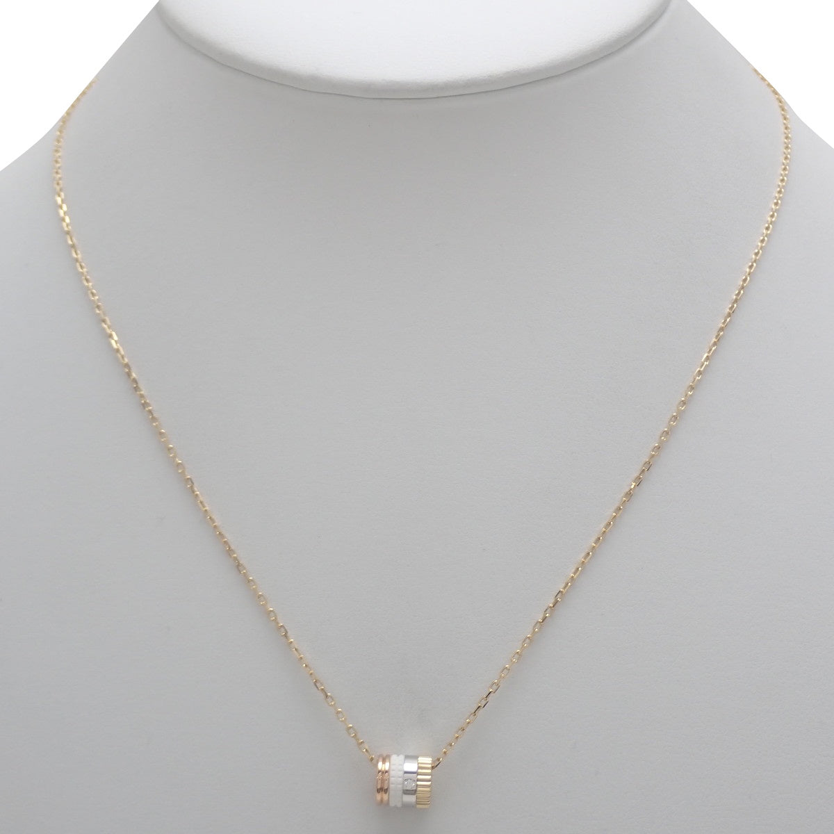 Boucheron Quatre White Pendant Small Diamond 18K YG PG WG White Ceramic 5.4g