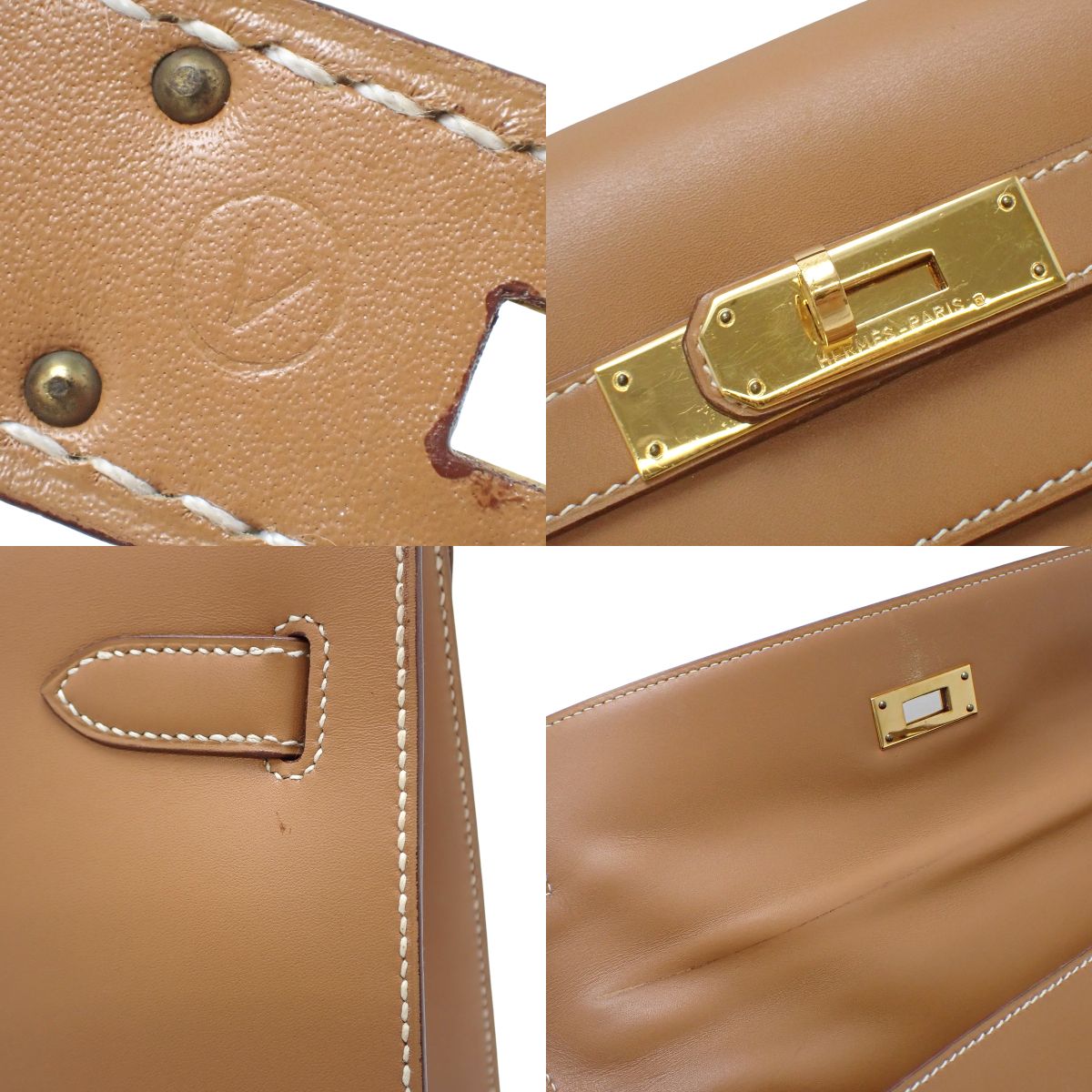 Kelly 32(外缝)Veau Chamonix Natural 金色金属件 〇V刻印