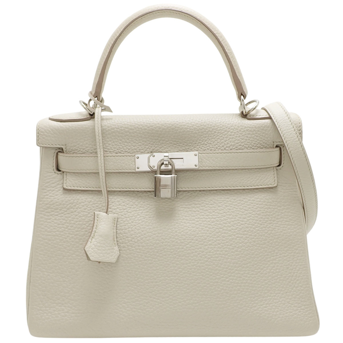 Kelly 28(内缝)Taurillon Clemence皮 钯金件 象牙白色 A刻印