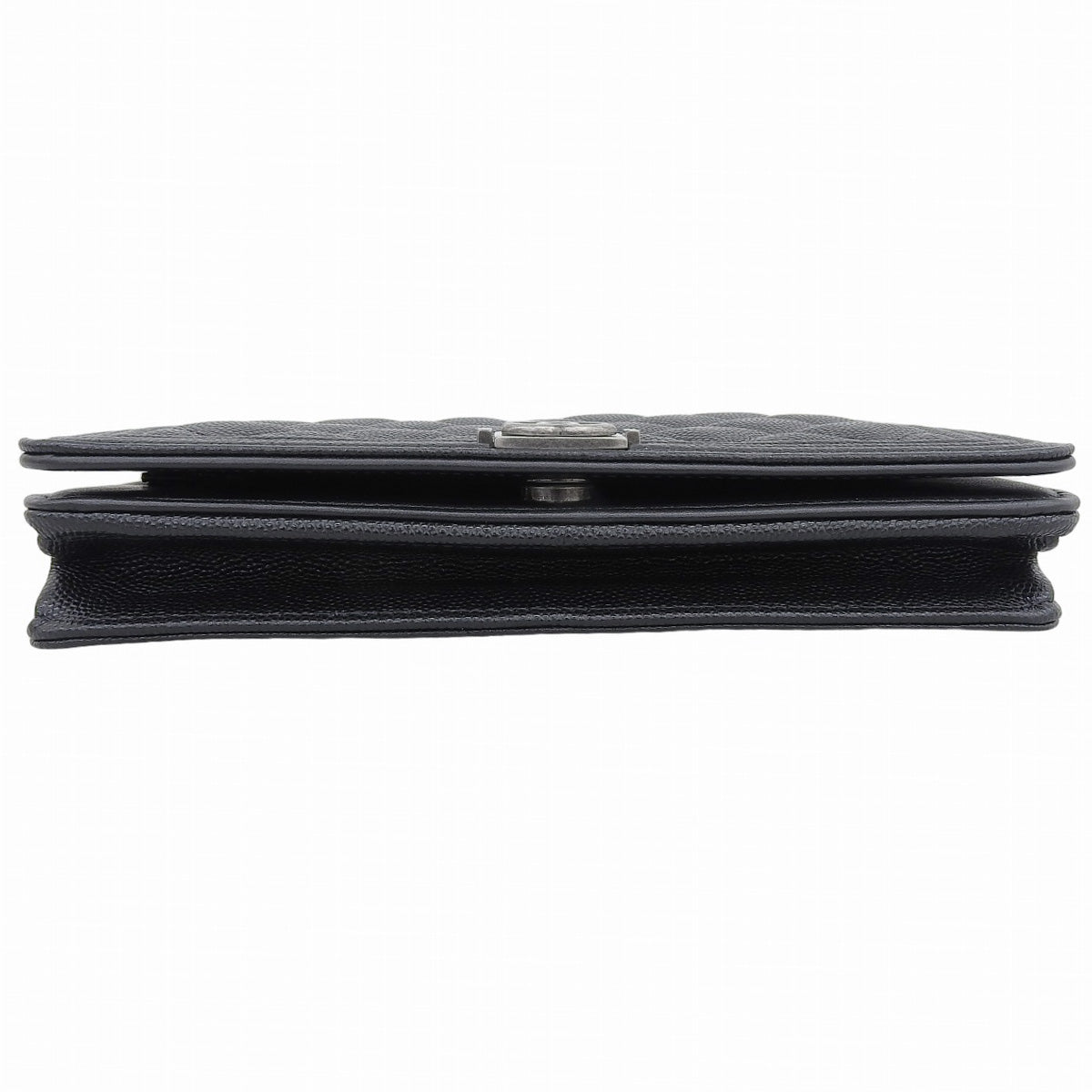 BOY CHANEL Matelasse Coco Mark Chain Wallet Caviar Skin Black AP1117
