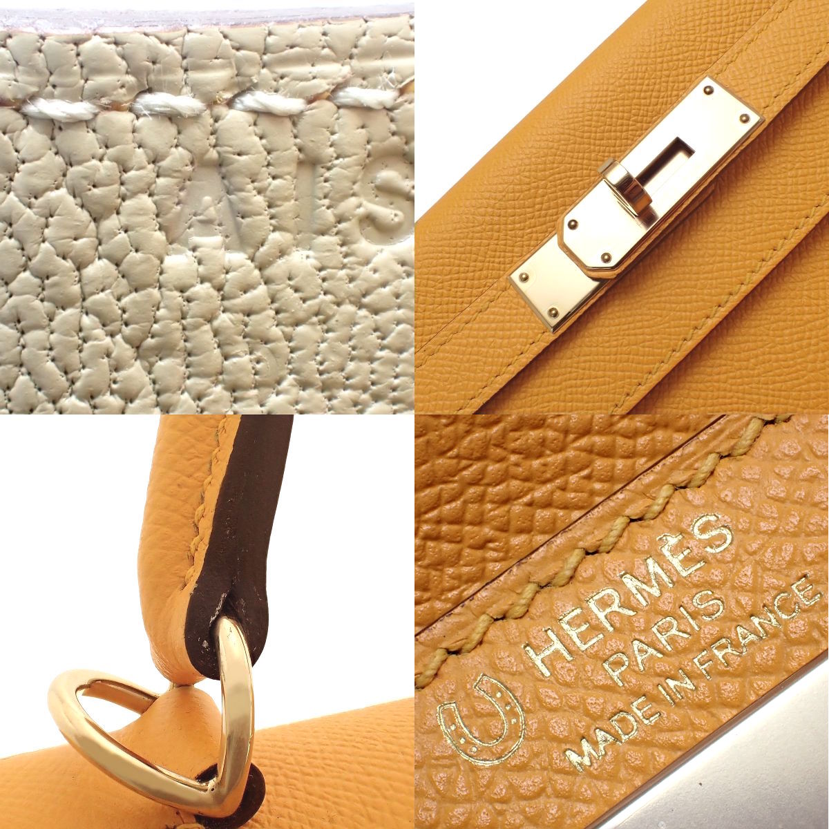 Kelly 28 (Sellier) Veau Epsom Jaune d'Or Tabac Camel Champagne Gold Hardware A Stamp