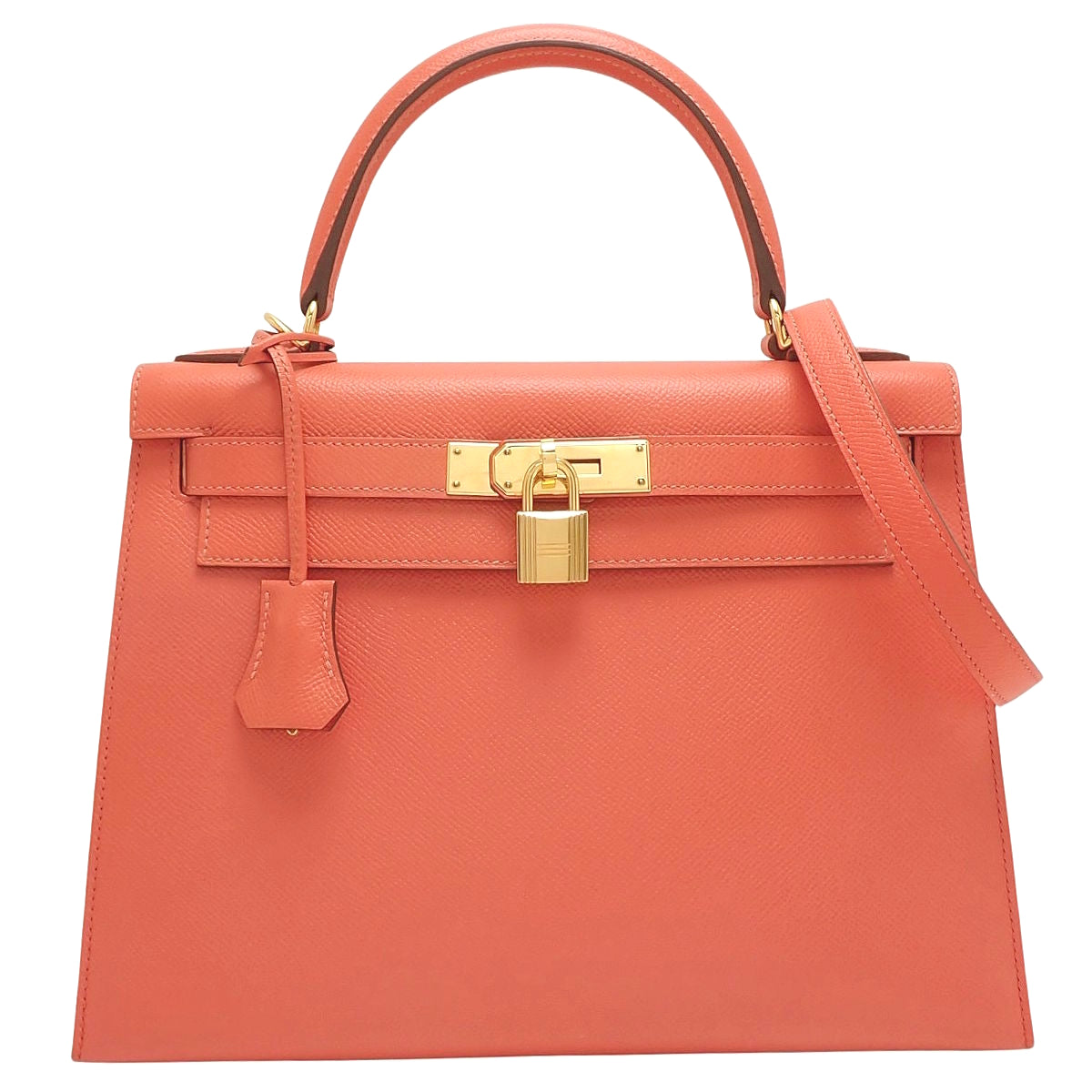 Kelly 28 (Sellier) Veau Epsom Rose Jaipur Gold Hardware T stamp