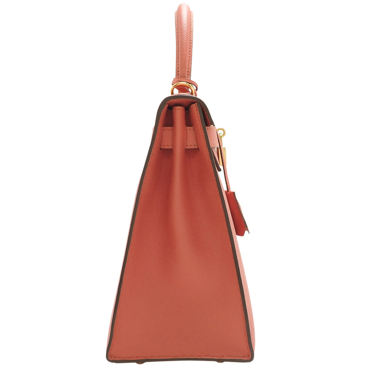 Kelly 28 (Sellier) Epsom leather Flamingo Gold hardware T stamp