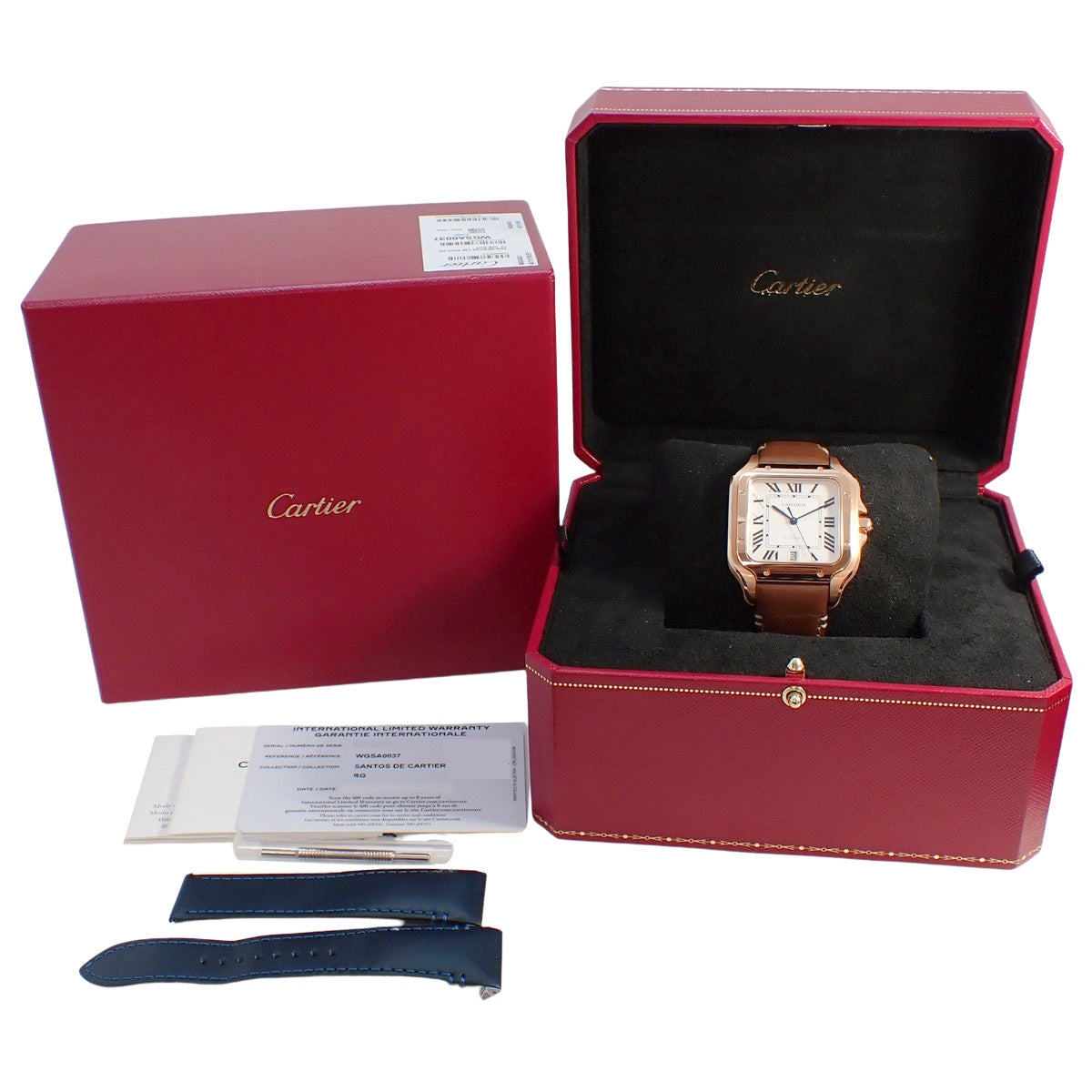 Cartier Santos LM WGSA0037 PG/Leather White Automatic Men's