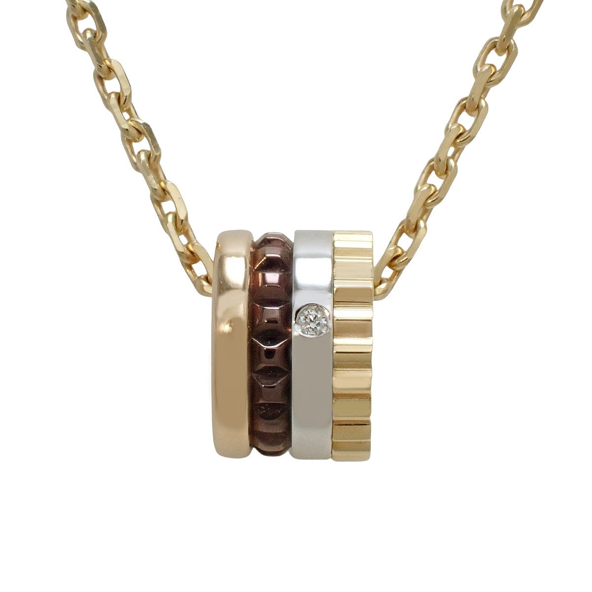Quatre Classique Pendant, extra small, diamonds, 18K yellow gold, 18K pink gold, 18K white gold, 4.3g