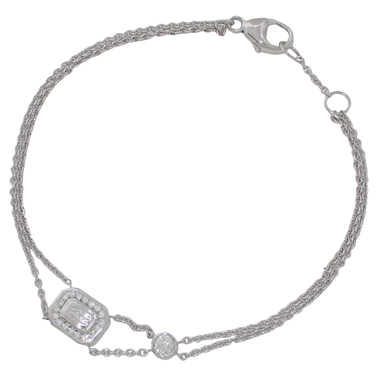 HWロゴ ブレスレット ダイヤモンド ホワイトゴールド K18WG 5.1g