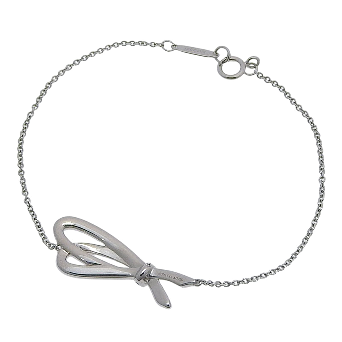 ボウ ブレスレット ダイヤモンド ホワイトゴールド K18WG 2.7g