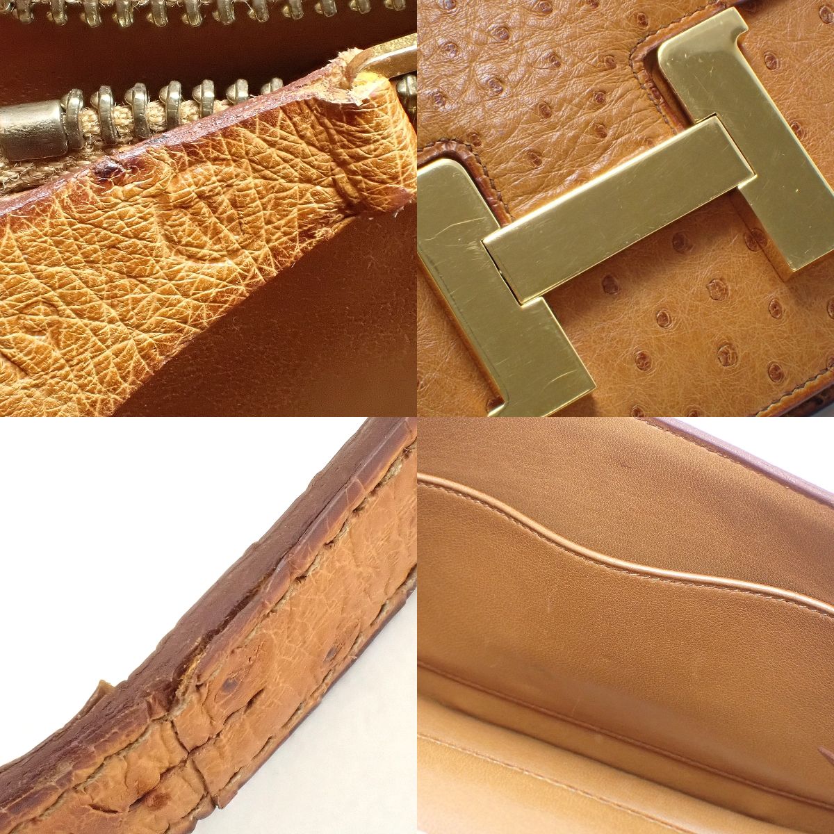 Constance 23 Ostrich Chesnut Gold Hardware Circle W Engraved