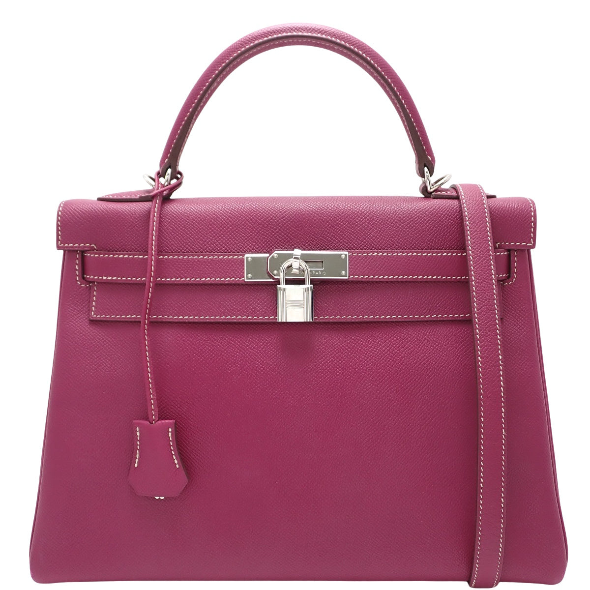 Kelly Verso 32 (Sellier) Veau Epsom Tosca/Rose Tyrien Silver Hardware □O stamp