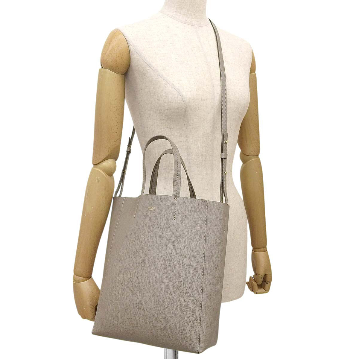 Vertical Cabas Small Leather Greige 189813